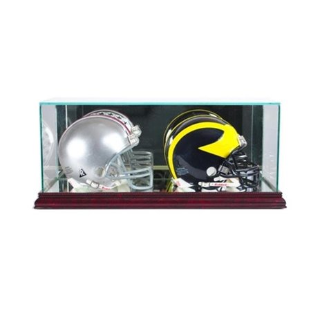 PERFECT CASES Perfect Cases DBMH-C Double Mini Football Helmet Display Case; Cherry DBMH-C